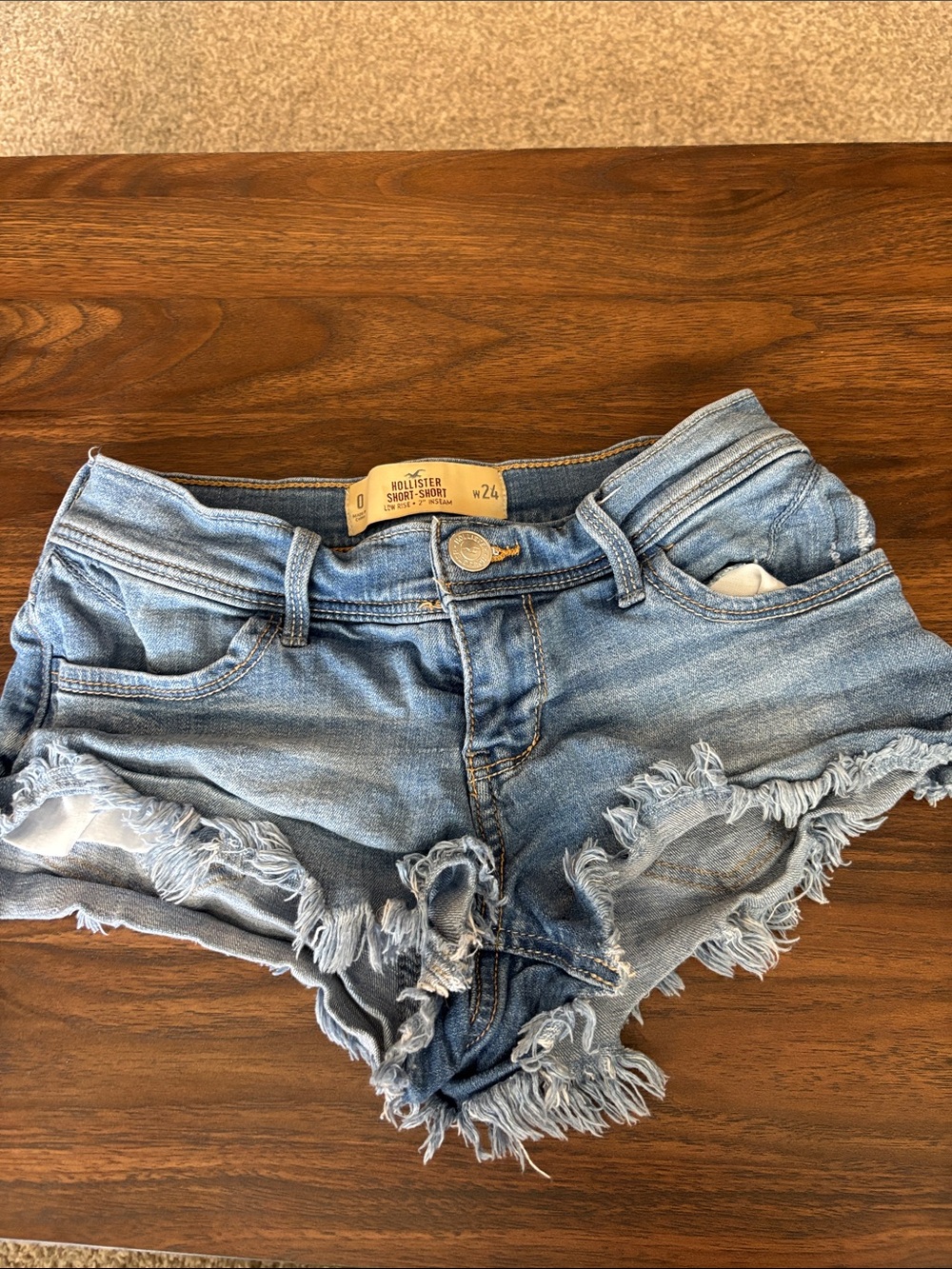 Hollister Light Blue Frayed Denim Cutoff Shorts